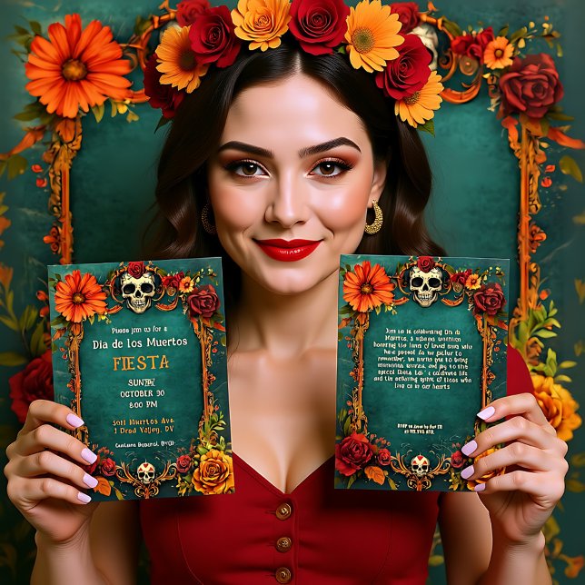 💀🎉 Vintage Día de Muertos Party Invitation (💀🎉 Vintage Día de Muertos Party Invitation)