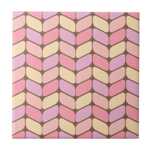 Vintage Diagonal Rectangles Ice Cream Ceramic Tile