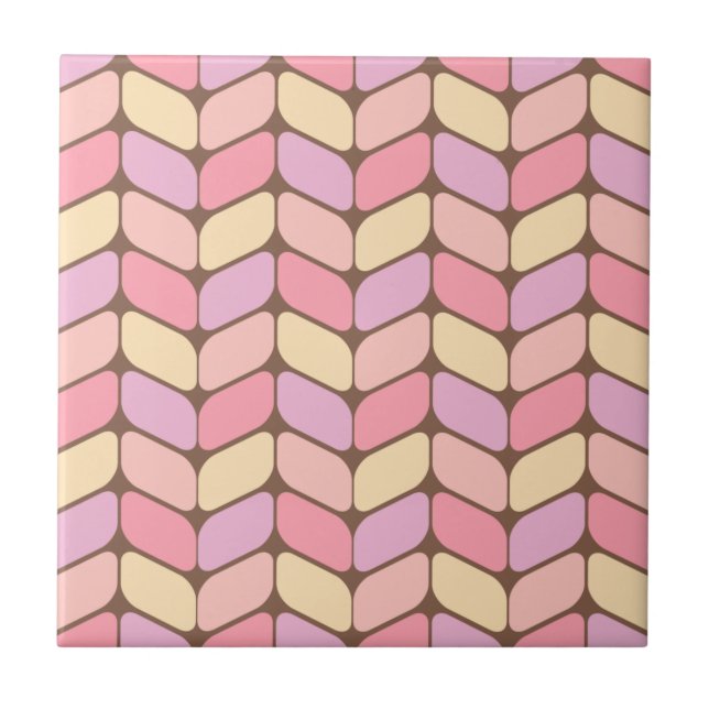 Vintage Diagonal Rectangles Ice Cream Ceramic Tile (Front)