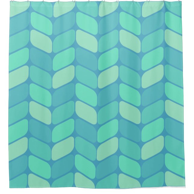 Vintage Diagonal Rectangles Ocean Green Shower Curtain (Front)