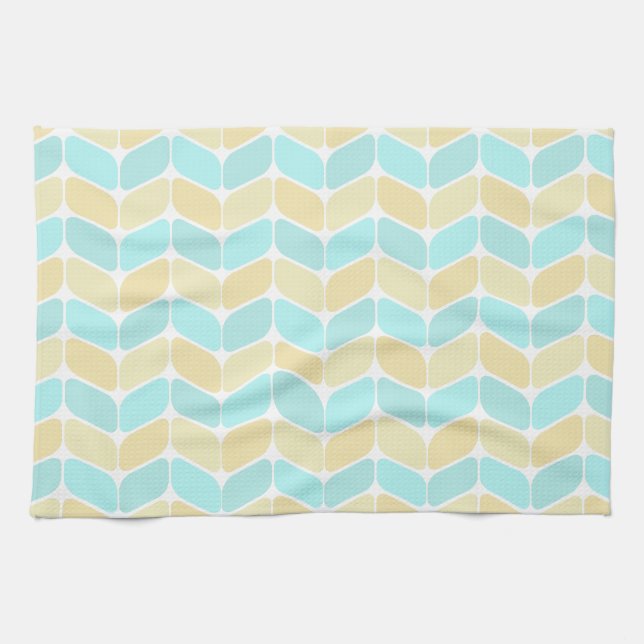 Vintage Diagonal Rectangles Sandy Beach Kitchen Towel (Horizontal)