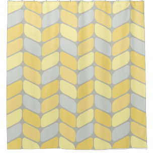Vintage Diagonal Rectangles Yellow Gray Shower Curtain