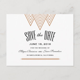 Vintage Diamond Black & Copper Save The Date