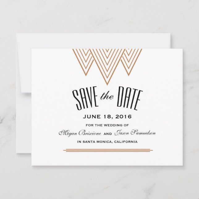 Vintage Diamond Black & Copper Save The Date (Front)
