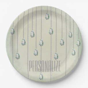 Vintage diamond teal rhinestone elegant paper plates