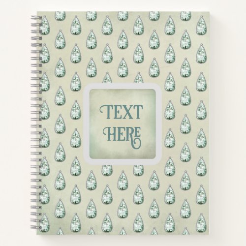 Vintage diamond teal rhinestones victorian notebook