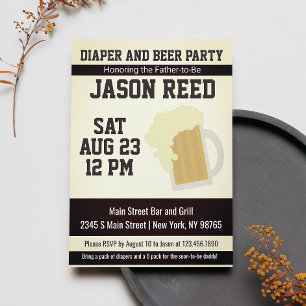 Vintage Diaper and Beer Baby Shower Invitation