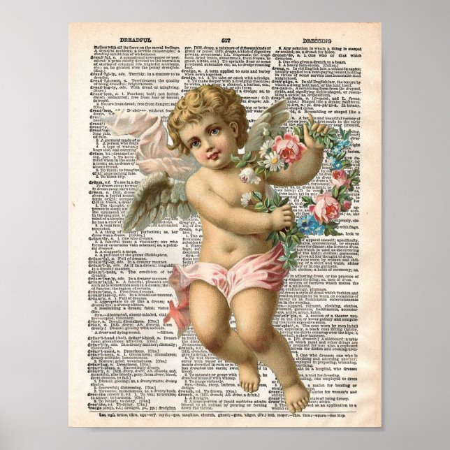 Vintage dictionary page with cherub poster (Front)