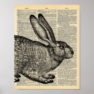 Vintage Dictionary page with Rabbit Poster