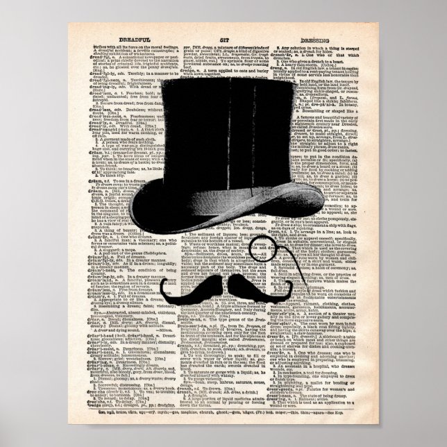 Vintage dictionary page with top hat poster (Front)