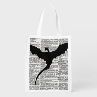 Vintage Dictionary Paper Dragon Medieval Grocery Bag