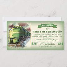 Vintage Diesel Train Birthday Party Invitation