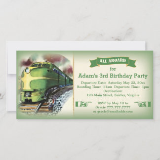 Vintage Diesel Train Birthday Party Invitation