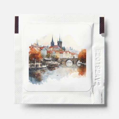 Vintage digital historical old town Prague Hand Sanitizer Packet