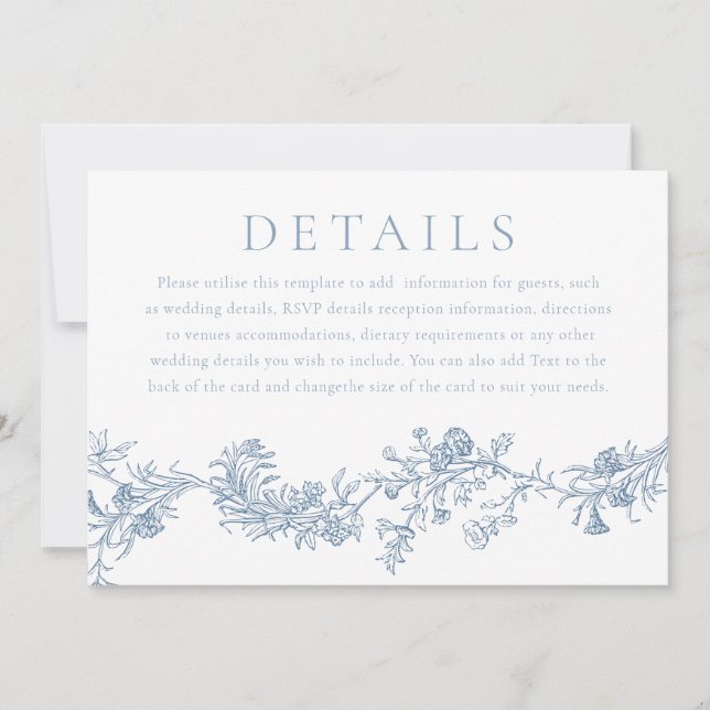 Vintage Digital or Printed Wedding Details Invitation (Front)