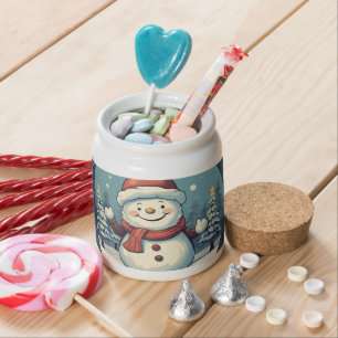 Vintage digital snowman candy jar
