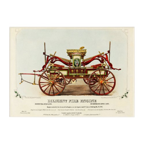 Vintage Diligent Fire Engine 1852 Restored Acrylic Print