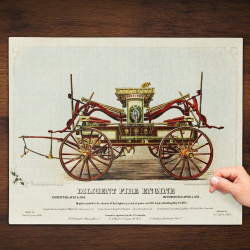 Vintage Diligent Fire Engine 1852 Restored Jigsaw Puzzle