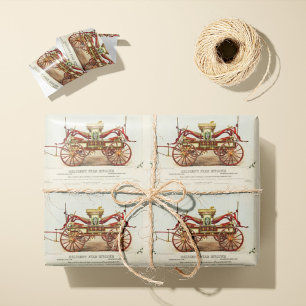 Vintage Diligent Fire Engine, 1852, Restored Wrapping Paper