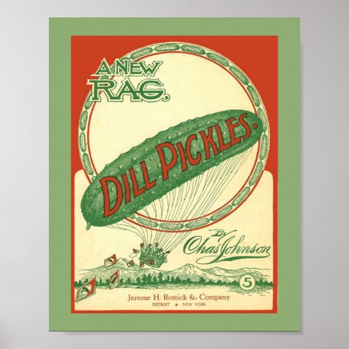 Vintage Dill Pickles Rag Sheet Music Cover copy Poster