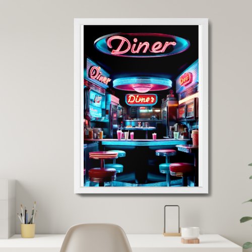 Vintage Diner Lights Poster on Value Matte Paper