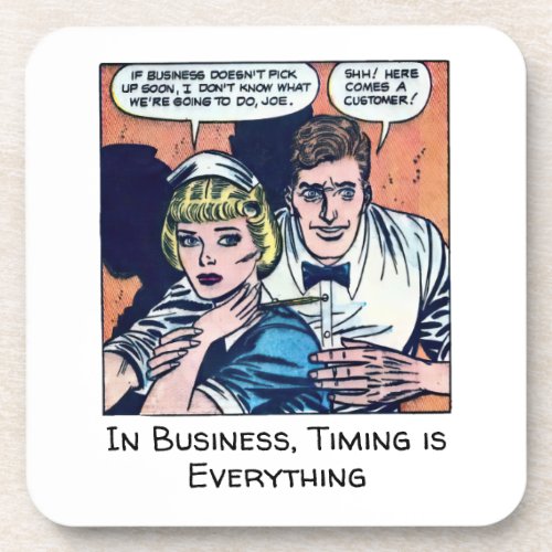 Vintage Diner Scene from 1950s Horror Comics Beverage Coaster