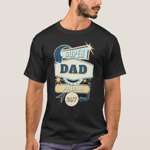 Vintage Diner Sign Super Dad Custom T_Shirt