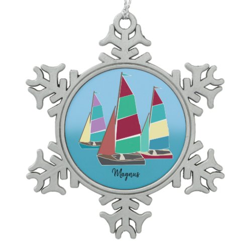 Vintage Dinghies Snowflake Pewter Christmas Ornament