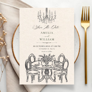 Vintage dinner table elegant wedding save the date