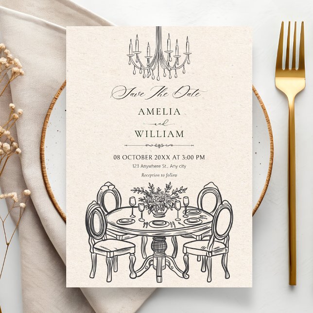 Vintage dinner table elegant  wedding save the date (Creator Uploaded)