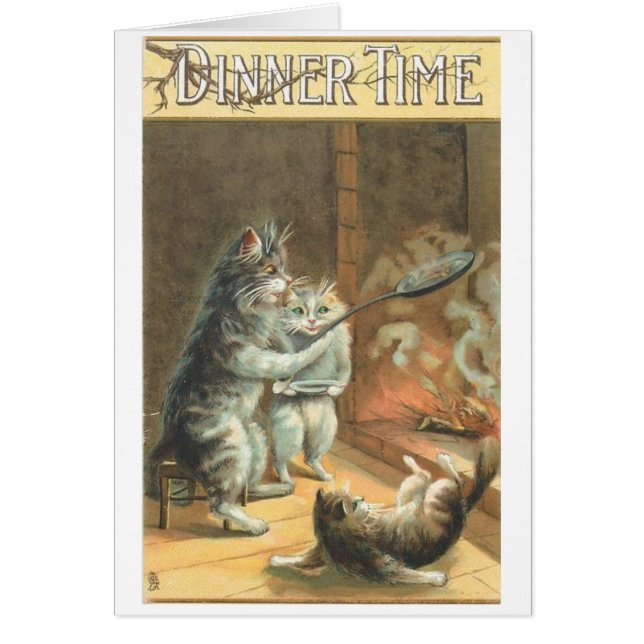 Vintage - Dinner Time for Cats, Cards (Front)