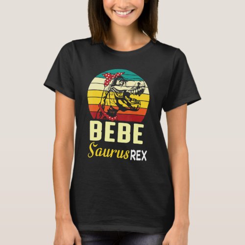 Vintage Dinosaur Girl Bebe Saurus Rex Happy Grandm T_Shirt