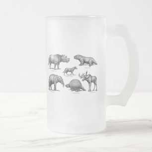 Vintage Dinosaur Illustration Old Retro Dinosaurs Frosted Glass Beer Mug