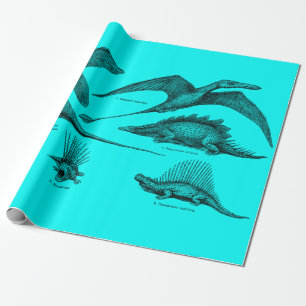 Vintage Dinosaur Illustration Retro Dinosaurs Wrapping Paper