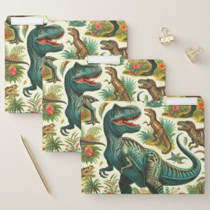 Vintage Dinosaur Painting File Folder