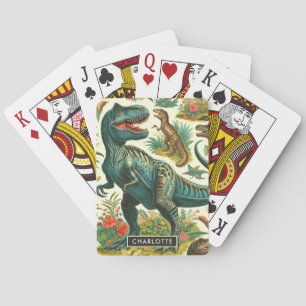 Vintage Dinosaur Painting Poker Cards