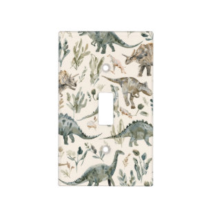 Vintage Dinosaur Patterned Nursery Light Switch Cover
