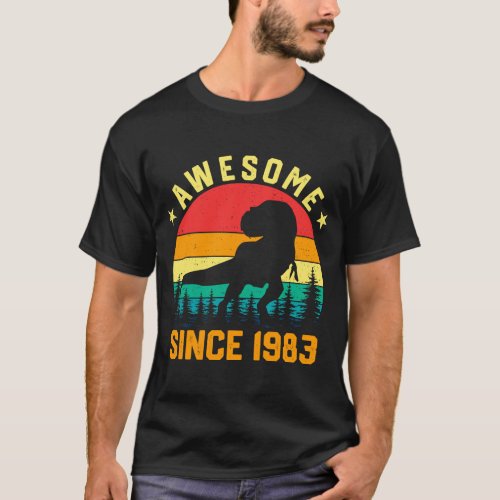 Vintage Dinosaur Rex Awesome Since 1983 Birthday P T_Shirt