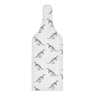 Vintage Dinosaur Skeletons Pattern Black & White Cutting Board