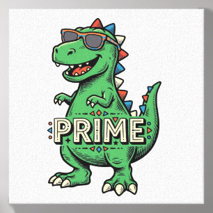 Vintage Dinosaur Sunglasses Prime Cartoon Shirt_1 Canvas Photo Tile