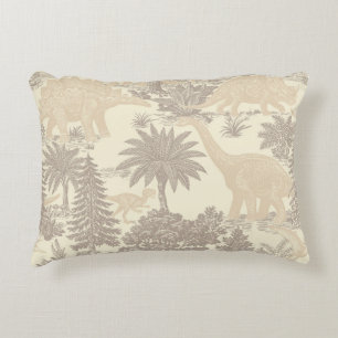 Vintage Dinosaur Toile Pattern Accent Pillow