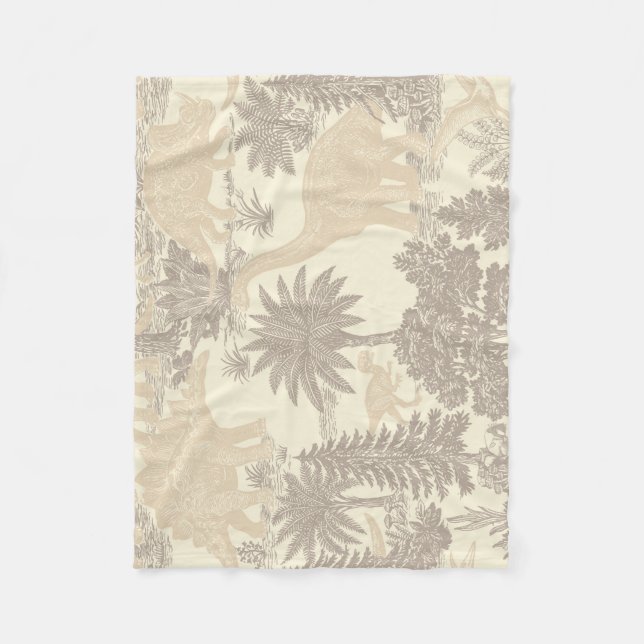 Vintage Dinosaur Toile Pattern Fleece Blanket (Front)