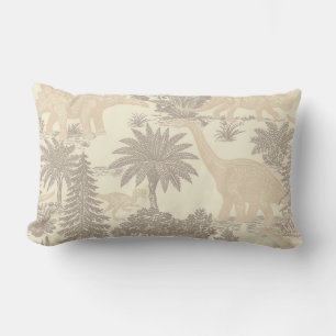 Vintage Dinosaur Toile Pattern Lumbar Pillow