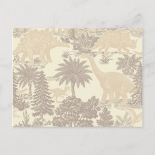Vintage Dinosaur Toile Pattern Postcard