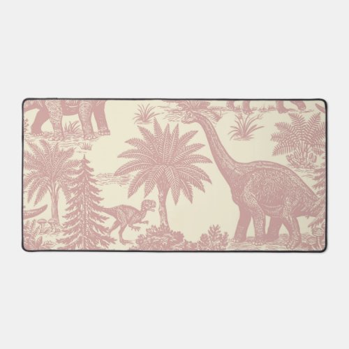 Vintage Dinosaur Toile Pattern Prehistoric Jungle Desk Mat