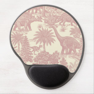 Vintage Dinosaur Toile Pattern Prehistoric Jungle Gel Mouse Pad