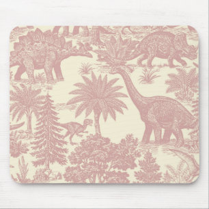 Vintage Dinosaur Toile Pattern Prehistoric Jungle Mouse Pad
