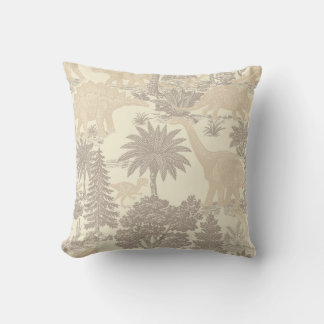 Vintage Dinosaur Toile Pattern Throw Pillow
