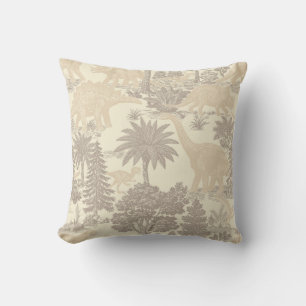 Vintage Dinosaur Toile Pattern Throw Pillow