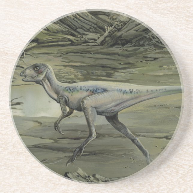 Vintage Dinosaurs, a Cretaceous Hypsilophodon Drink Coaster (Front)